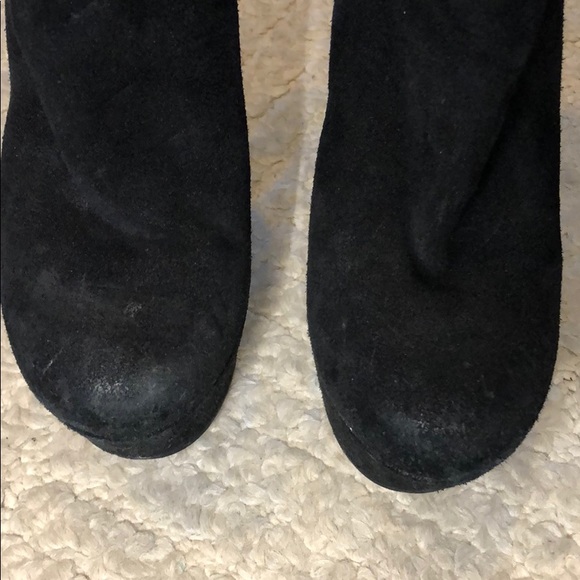 Bebe Black Suede Ankle Booties with Silver Detail - Picture 3 of 8